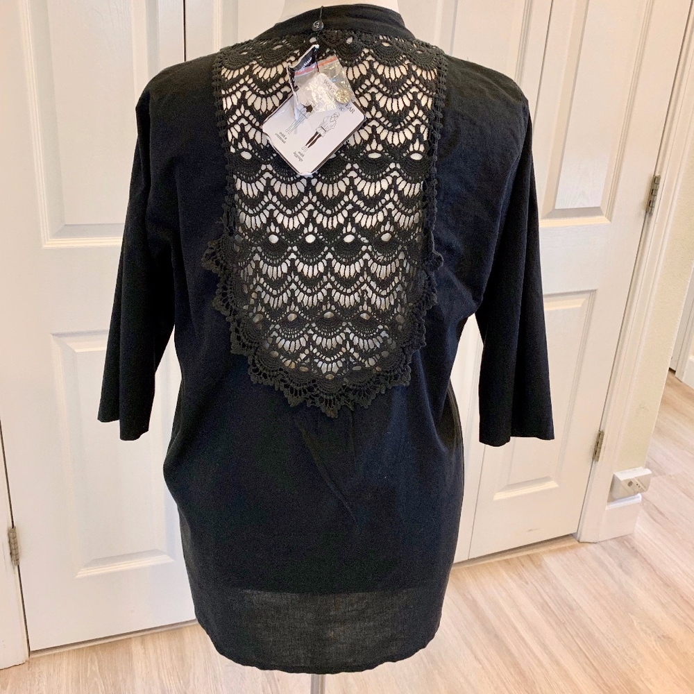 Black Swim Tunic Top w/Crochet Back - XL - NWT - Picture 1 of 6